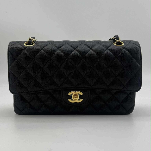 Chanel Double Flap Bag Caviar Leather Grained Calf Skin Medium - Picture 1 of 12